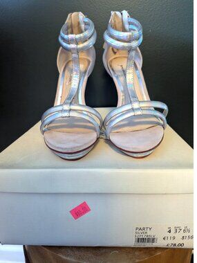 Topshop Strappy High Heel Sandals Silver UK 4 / EUR 37 / US 6.5 NWOT